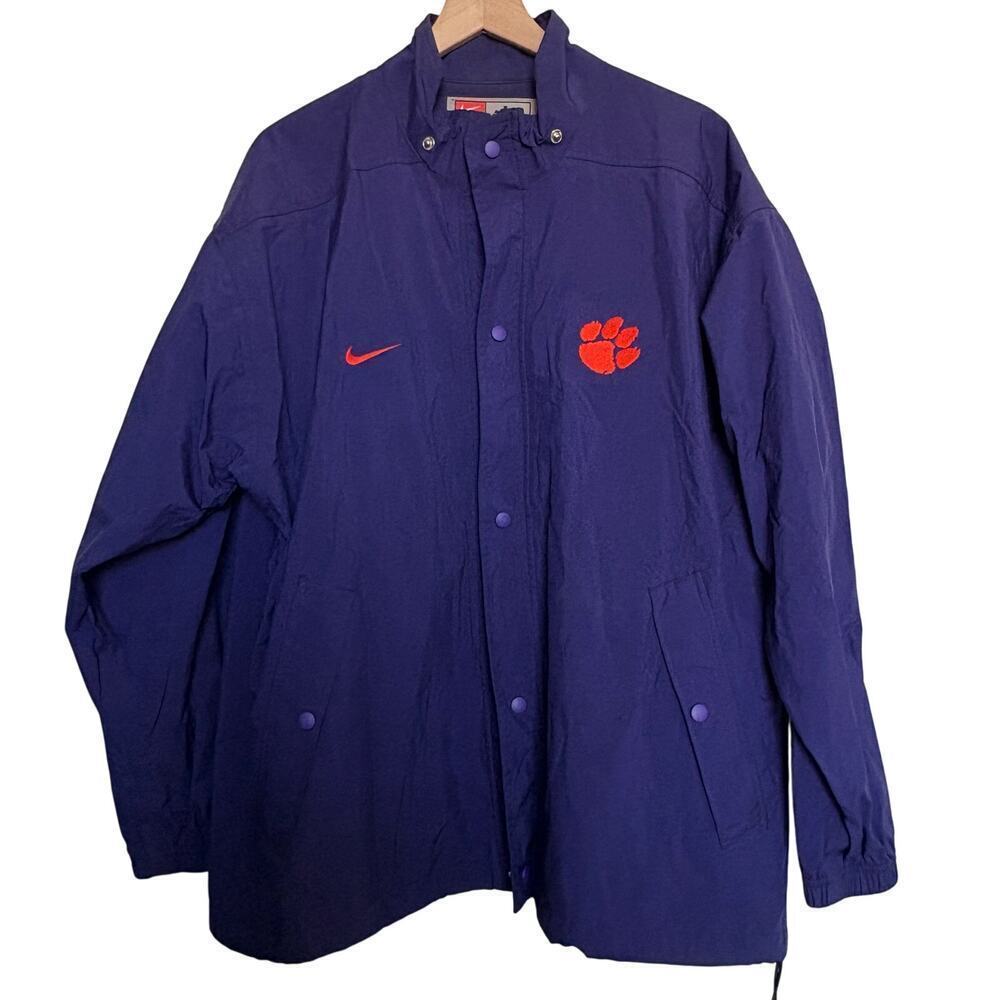Nike Team Clemson Tigers Jacket L Purple Vintage 90s Made in USA Tailgate Y2K